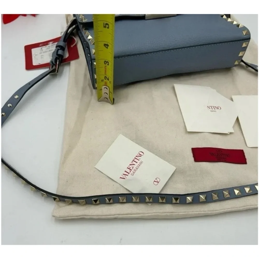 Valentino Garavani Women's Blue Studded calf skin Crossbody bag made Italy